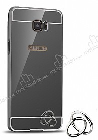 Eiroo Mirror Samsung Galaxy S7 Edge Metal Kenarl Aynal Siyah Rubber Klf