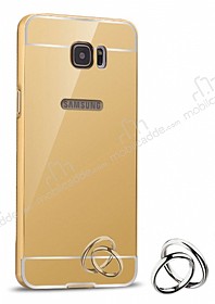 Eiroo Mirror Samsung Galaxy S7 Edge Metal Kenarl Aynal Gold Rubber Klf