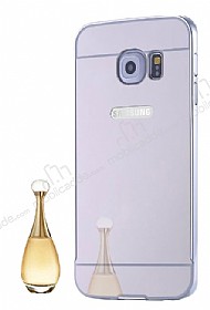 Eiroo Mirror Samsung Galaxy S7 Metal Kenarl Aynal Silver Rubber Klf