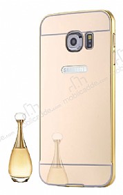 Eiroo Mirror Samsung Galaxy S7 Metal Kenarl Aynal Gold Rubber Klf