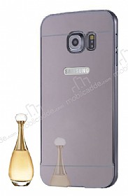 Eiroo Mirror Samsung Galaxy S7 Metal Kenarl Aynal Siyah Rubber Klf