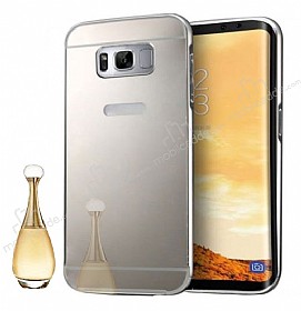 Eiroo Mirror Samsung Galaxy S8 Metal Kenarl Aynal Silver Rubber Klf