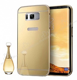Eiroo Mirror Samsung Galaxy S8 Plus Metal Kenarl Aynal Gold Rubber Klf