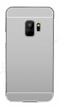 Eiroo Mirror Samsung Galaxy S9 Metal Kenarl Aynal Silver Rubber Klf