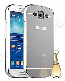Eiroo Mirror Samsung i9300 Galaxy S3 Metal Kenarl Aynal Silver Rubber Klf