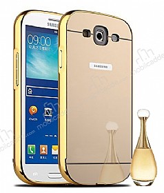 Eiroo Mirror Samsung i9300 Galaxy S3 Metal Kenarl Aynal Gold Rubber Klf