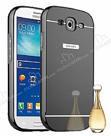 Eiroo Mirror Samsung i9300 Galaxy S3 Metal Kenarl Aynal Siyah Rubber Klf