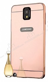 Eiroo Mirror Samsung N9000 Galaxy Note 3 Metal Kenarl Aynal Rose Gold Rubber Klf