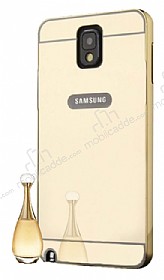 Eiroo Mirror Samsung N9000 Galaxy Note 3 Metal Kenarl Aynal Gold Rubber Klf
