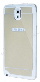 Eiroo Mirror Samsung N9000 Galaxy Note 3 Silikon Kenarl Aynal Gold Rubber Klf