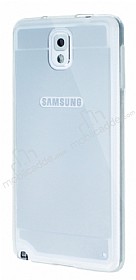 Eiroo Mirror Samsung N9000 Galaxy Note 3 Silikon Kenarl Aynal Silver Rubber Klf