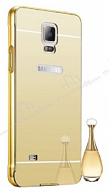 Eiroo Mirror Samsung N9100 Galaxy Note 4 Metal Kenarl Aynal Gold Rubber Klf