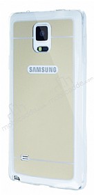 Eiroo Mirror Samsung N9100 Galaxy Note 4 Silikon Kenarl Aynal Gold Rubber Klf