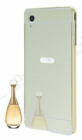Eiroo Mirror Sony Xperia M4 Aqua Metal Kenarl Aynal Gold Rubber Klf