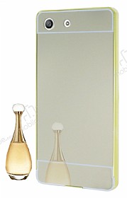 Eiroo Mirror Sony Xperia M5 Metal Kenarl Aynal Gold Rubber Klf
