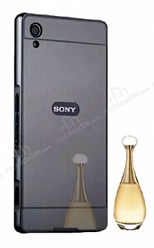 Eiroo Mirror Sony Xperia XA1 Ultra Metal Kenarl Aynal Siyah Rubber Klf
