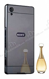 Eiroo Mirror Sony Xperia Z2 Metal Kenarl Aynal Siyah Rubber Klf
