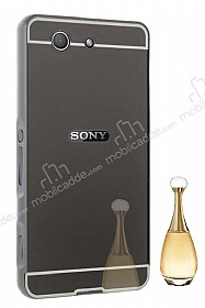 Eiroo Mirror Sony Xperia Z3 Compact Metal Kenarl Aynal Siyah Rubber Klf