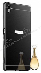 Eiroo Mirror Sony Xperia Z3 Plus Metal Kenarl Aynal Siyah Rubber Klf