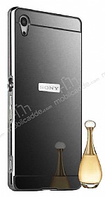 Eiroo Mirror Sony Xperia Z5 Metal Kenarl Aynal Siyah Rubber Klf