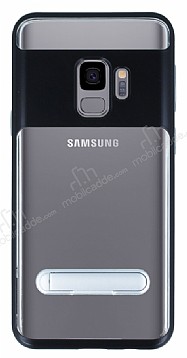 Eiroo Mixx Hybrid Samsung Galaxy S9 Siyah Kenarl Standl Silikon Klf