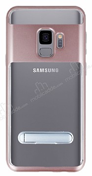 Eiroo Mixx Hybrid Samsung Galaxy S9 Rose Gold Kenarl Standl Silikon Klf