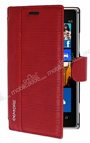 Eiroo More Nokia Lumia 925 Standl Czdanl Krmz Deri Klf
