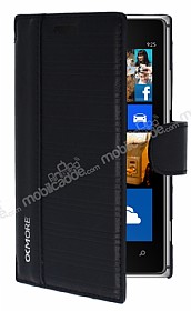 Eiroo More Nokia Lumia 925 Standl Czdanl Siyah Deri Klf
