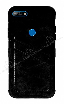 Eiroo Notecase Huawei Y7 2018 Czdanl Siyah Rubber Klf
