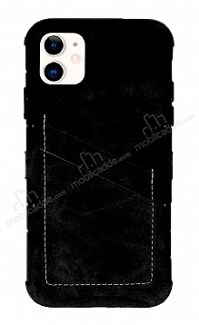 Eiroo Notecase iPhone 11 Czdanl Siyah Rubber Klf