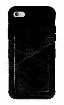 Eiroo Notecase iPhone 6 / 6S Czdanl Siyah Rubber Klf