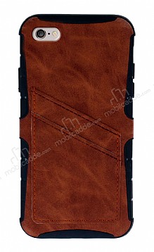 Eiroo Notecase iPhone 6 / 6S Czdanl Kahverengi Rubber Klf