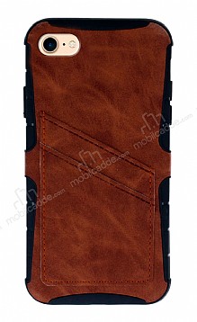 Eiroo Notecase iPhone 7 / 8 Czdanl Kahverengi Rubber Klf