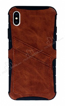 Eiroo Notecase iPhone X / XS Czdanl Kahverengi Rubber Klf