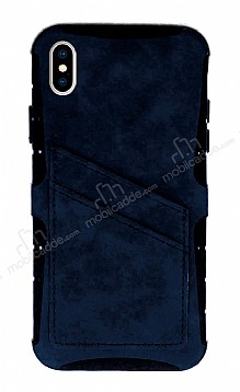 Eiroo Notecase iPhone XS Max Czdanl Lacivert Rubber Klf