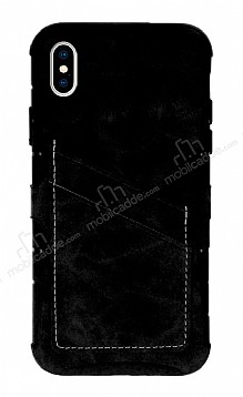 Eiroo Notecase iPhone XS Max Czdanl Siyah Rubber Klf
