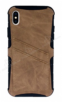 Eiroo Notecase iPhone XS Max Czdanl Ak Kahverengi Rubber Klf