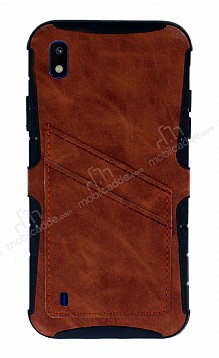 Eiroo Notecase Samsung Galaxy A10 Czdanl Kahverengi Rubber Klf
