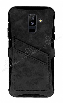 Eiroo Notecase Samsung Galaxy A6 Plus Czdanl Gri Rubber Klf