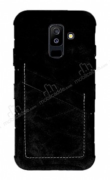 Eiroo Notecase Samsung Galaxy A6 Plus Czdanl Siyah Rubber Klf