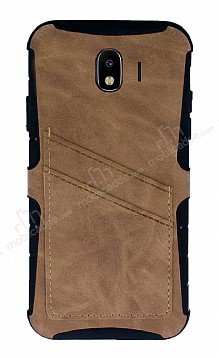 Eiroo Notecase Samsung Galaxy J4 Czdanl Ak Kahverengi Rubber Klf