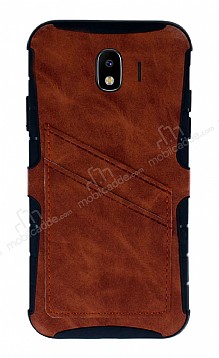 Eiroo Notecase Samsung Galaxy J4 Czdanl Kahverengi Rubber Klf
