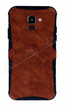 Eiroo Notecase Samsung Galaxy J6 Czdanl Kahverengi Rubber Klf