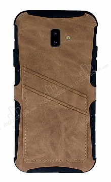 Eiroo Notecase Samsung Galaxy J6 Plus Czdanl Ak Kahverengi Rubber Klf