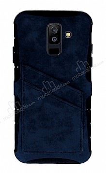 Eiroo Notecase Samsung Galaxy J8 Czdanl Lacivert Rubber Klf