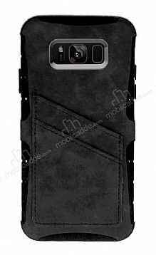 Eiroo Notecase Samsung Galaxy S8 Czdanl Gri Rubber Klf