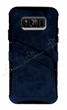 Eiroo Notecase Samsung Galaxy S8 Czdanl Lacivert Rubber Klf
