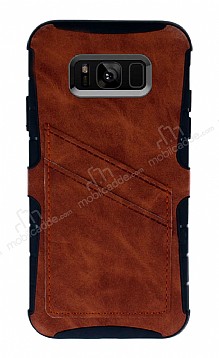 Eiroo Notecase Samsung Galaxy S8 Czdanl Kahverengi Rubber Klf
