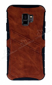 Eiroo Notecase Samsung Galaxy S9 Czdanl Kahverengi Rubber Klf