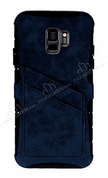 Eiroo Notecase Samsung Galaxy S9 Czdanl Lacivert Rubber Klf